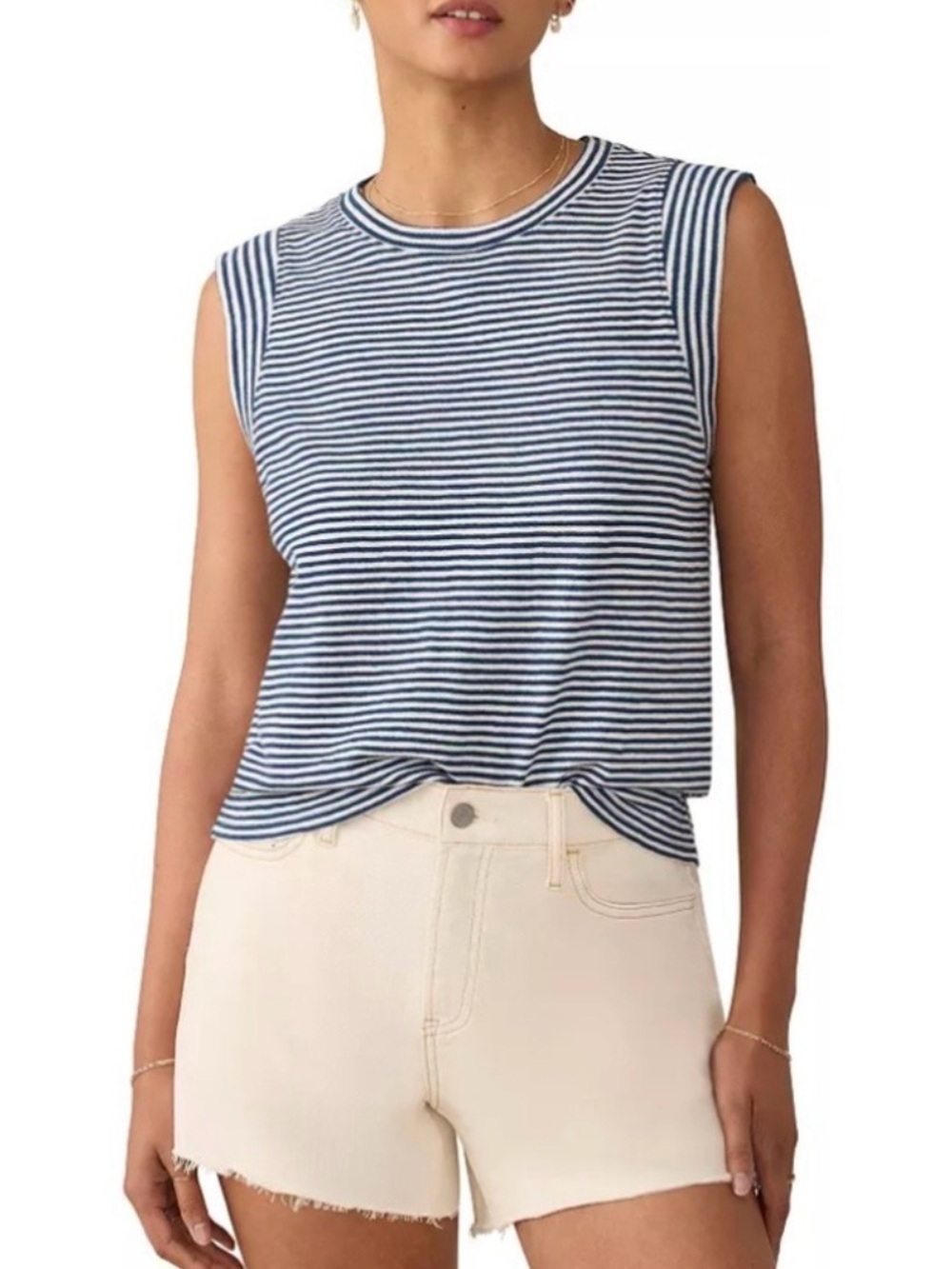 Faherty Sunwashed Slub Striped Muscle Tank - Organic Cotton